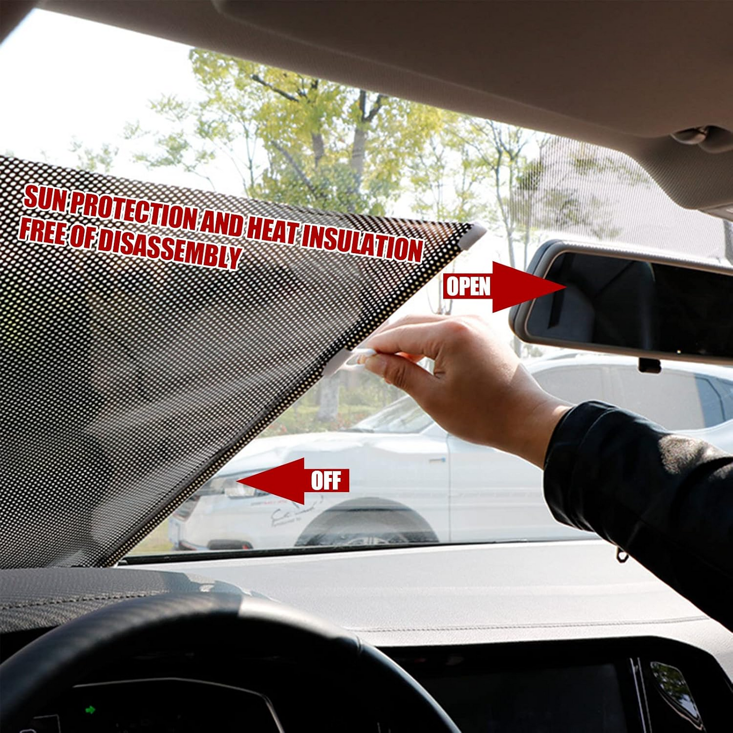 Retractable Car Window Sunshade – Nail-Free Suction Cup Blackout Roller Blind