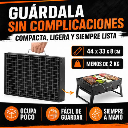 Foldable Japanese Charcoal BBQ Grill – Portable Cast Iron Camping Barbecue for 3–5 People